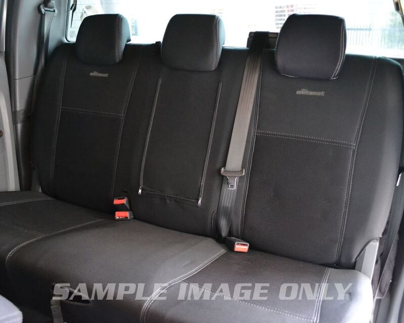 2nd Row Tailored Wetseat Neoprene Seat & Headrest Covers for Nissan Patrol Y62, (ST-L, Ti) 12/2012-Current, Black With Charcoal Stitching