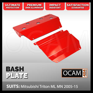 OCAM Aluminium Bash Plates For Mitsubishi Triton ML MN 2006-04/2015, 6mm-RED #2