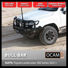 Load image into Gallery viewer, OCAM Deluxe Steel Bull Bar For Toyota Landcruiser 300 Series 2021-On &amp; OCAM 12k Winch
