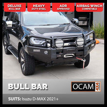 Load image into Gallery viewer, OCAM Deluxe Steel Bull Bar For Isuzu D-MAX 08/2020-04/2024 + Pair 9&#39; LED Spot Lights
