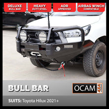 Load image into Gallery viewer, OCAM Deluxe Steel Bull Bar For Toyota Hilux N80 10/2018-Current &amp; OCAM 12k Winch
