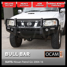 Load image into Gallery viewer, OCAM Deluxe Steel Bull Bar for Nissan Patrol GU 2004-16, OCAM 9.5k LBS Winch
