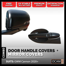 Load image into Gallery viewer, Mirror Covers &amp; Door Handle Covers Chrome Delete for GWM Cannon 2020-Current, Matte Black,
