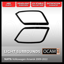 Load image into Gallery viewer, Head Light Lamp Surrounds for Volkswagen Amarok 2009-2022 Matt Black
