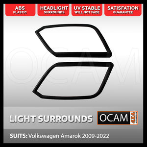 Head Light Lamp Surrounds for Volkswagen Amarok 2009-2022 Matt Black