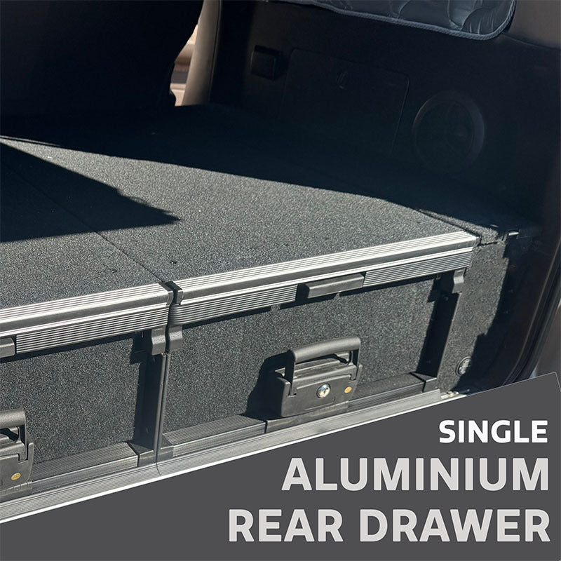 OCAM Aluminium Rear Drawer 700x450x275mm, Black Carpet, With Fixed Top