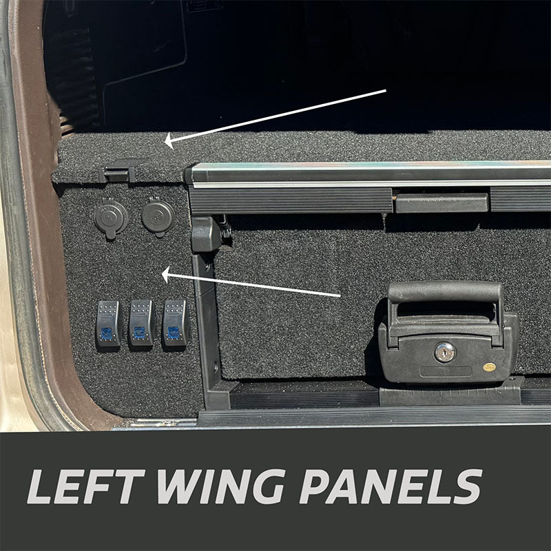 Left Wing Panel Kit for OCAM Rear Drawer for Ford Ranger Next-Gen 07/2022-Current, Dual Cab, Black