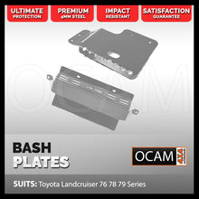 Load image into Gallery viewer, OCAM Steel Bash Plates For Toyota Landcruiser 76 78 79 Series SILVER Radiator &amp; Transfer Covers, 4mm V8 Diesel
