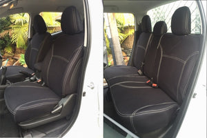 2nd Row Tailored Wetseat Neoprene Seat & Headrest Covers for Nissan Patrol Y62, (ST-L, Ti) 12/2012-Current, Mid Grey With Black Stitching